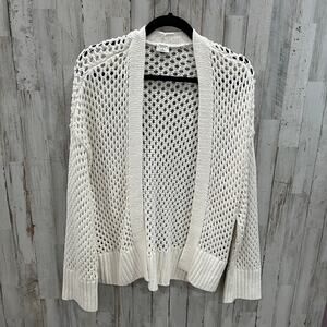 Abercrombie & Fitch Cream Open Front Knit Crochet Cardigan Womens Medium Cotton